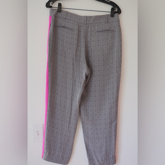 GREY Jason Wu GREY Side Stripe Check Silk Pants Pink Size 6 - Picture 4 of 5